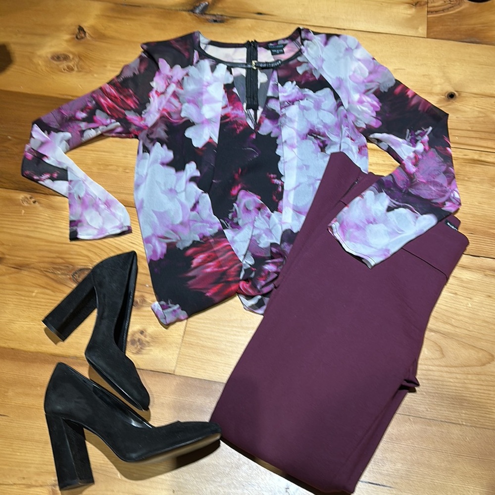 LN Stunning Marciano Floral Choker Blouse XS S
